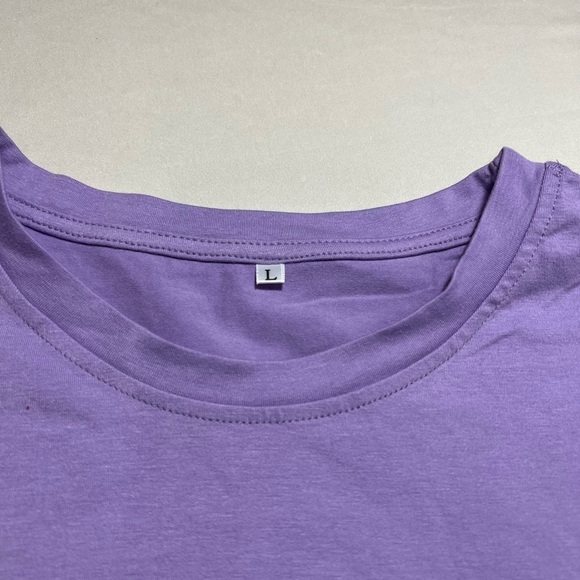 Purple Graphic Tee – "Love & Poetry" Feather Design Large NWOT - Picture 5 of 6